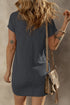 Gray Sequin Flag Stars Ribbed Shift T-shirt Dress